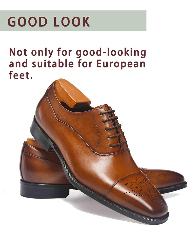 FRASOICUS Latest Model Men Dress Shoes Formal Oxford Office Genuine Leather Shoes Brown - Image 3
